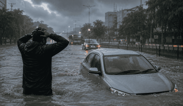Car Floods in the Rain Car Floods in the Rain